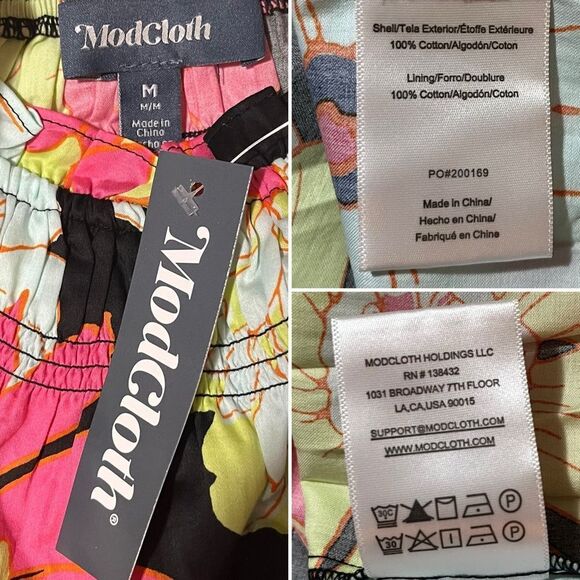 Modcloth Smocked Mini Dress Summertime Garden Stories Honolulu Floral M NWT - Picture 12 of 13